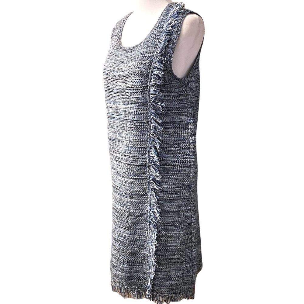 NWT Anthro Holding Horses Womens Blue Black Tweed Fringe Sweater Dress Sz Small - Picture 5 of 15